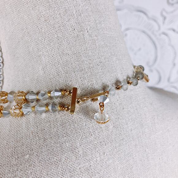 VTG Double Strand Graduated Faceted Mirror AB Crystal Glass Necklace on Wire - Picture 5 of 6